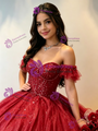 Burgundy Sequins Tulle Beading Quinceanera Dress