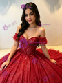 Burgundy Sequins Tulle Beading Quinceanera Dress