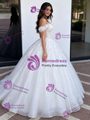 White Tulle Off the Shoulder Appliques Quinceanera Dress
