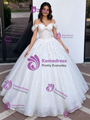 White Tulle Off the Shoulder Appliques Quinceanera Dress