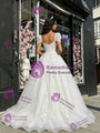 White Sequins Tulle Puff Sleeve Appliques Quinceanera Dress