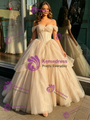 Champagne Tulle Off the Shoulder Quinceanera Dress