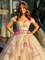 Champagne Tulle Off the Shoulder Quinceanera Dress