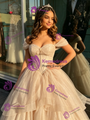Champagne Tulle Off the Shoulder Quinceanera Dress