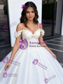 White Off the Shoulder 3D Flower Quinceanera Dress