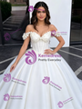 White Off the Shoulder 3D Flower Quinceanera Dress