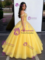 Yellow Tulle Off the Shoulder Quinceanera Dress