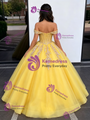 Yellow Tulle Off the Shoulder Quinceanera Dress