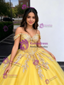 Yellow Tulle Off the Shoulder Quinceanera Dress