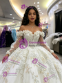 White Tulle Off the Shoulder Appliques Quinceanera Dress