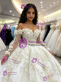 White Tulle Off the Shoulder Appliques Quinceanera Dress