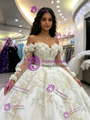 White Tulle Off the Shoulder Appliques Quinceanera Dress