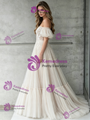 Ivory Tulle Lace Off The Shoulder Puff Sleeve Wedding Dress