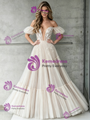 Ivory Tulle Lace Off The Shoulder Puff Sleeve Wedding Dress
