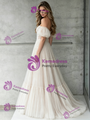 Ivory Tulle Lace Off The Shoulder Puff Sleeve Wedding Dress