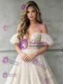 Ivory Tulle Lace Off The Shoulder Puff Sleeve Wedding Dress