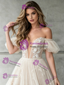 Ivory Tulle Lace Off The Shoulder Puff Sleeve Wedding Dress