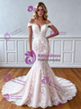 Sexy White Mermaid Lace Off Shoulder Wedding Dress