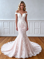 Sexy White Mermaid Lace Off Shoulder Wedding Dress