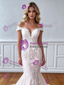 Sexy White Mermaid Lace Off Shoulder Wedding Dress