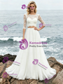 White Two Piece Short Sleeve Wedding Dress