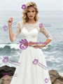 White Two Piece Short Sleeve Wedding Dress