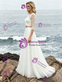 White Two Piece Short Sleeve Wedding Dress