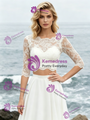 White Two Piece Short Sleeve Wedding Dress