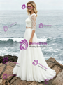 White Two Piece Short Sleeve Wedding Dress