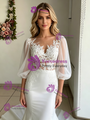 Sexy White Tulle V-neck Split Wedding Dress
