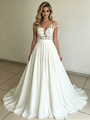 Beach White Chiffon Lace Wedding Dress