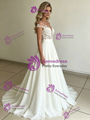 Beach White Chiffon Lace Wedding Dress