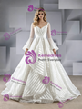 White Long Sleeve Square Neck Wedding Dress