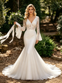 White Mermaid Tulle Lace Long Sleeve Wedding Dress