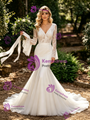 White Mermaid Tulle Lace Long Sleeve Wedding Dress