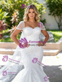 White Mermaid Tulle Lace Appliques Wedding Dress