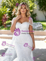 White Mermaid Tulle Lace Appliques Wedding Dress