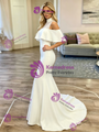 White Mermaid High Neck Wedding Dress
