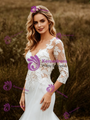 White Mermaid Tulle Lace Appliques Wedding Dress