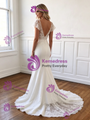 Sexy White Mermaid Lace V-Neck Wedding Dress