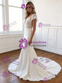 Sexy White Mermaid Lace V-Neck Wedding Dress