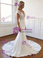 Sexy White Mermaid Lace V-Neck Wedding Dress