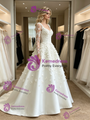 White Long Sleeve Square Neck Flower Wedding Dress