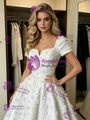 White Square Neck Short Sleeve Wedding Dress