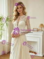 Ivory Long Sleeve Lace Pleats Wedding Dress