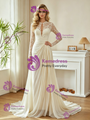 Ivory Long Sleeve Lace Pleats Wedding Dress
