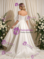 Ivory Satin Strapless Beading Wedding Dress