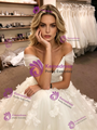 White Tulle Off The Shoulder 3D Flower Wedding Dress