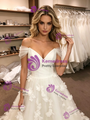 White Tulle Off The Shoulder 3D Flower Wedding Dress
