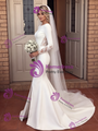 White Mermaid Long Sleeve Split Wedding Dress
